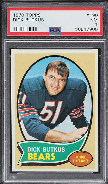 1970 Topps FB Card #190 Dick Butkus Chicago Bears HOF PSA NM 7 (MGD2)