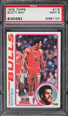 1978 Topps BkB Card #115 Scott May Chicago Bulls HOF PSA 9 MINT (MGD2)