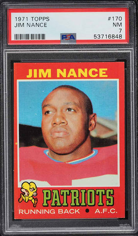 1971 Topps FB Card #170 Jim Nance New England Patriots HOF PSA 7 NRMT (MGD2)