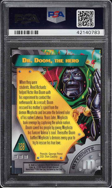 1995 Marvel Metal Card #128 Dr. Doom PSA 10 GEM MINT (MGD2)