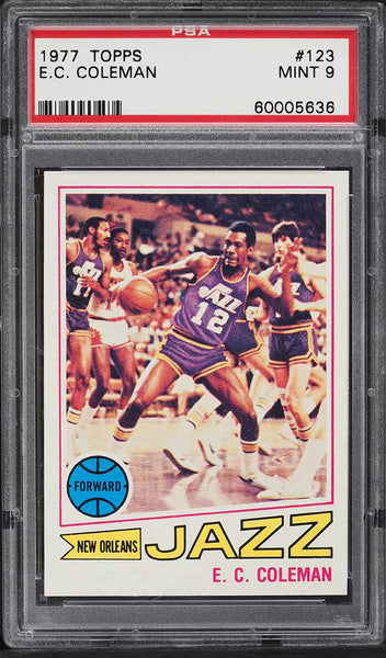 1977 Topps BkB Card #123 E.C. Coleman New Orleans Jazz PSA 9 MINT (MGD2)