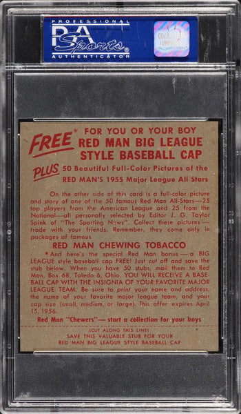 1955 Red Man Tobacco BB Card # 17 Joe Coleman Baltimore Orioles PSA 8 NM-MT (MGD2)