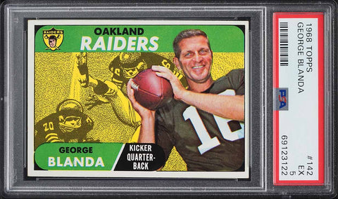 1968 Topps FB Card #142 George Blanda Oakland Raiders HOF PSA 5 EX (MGD2)