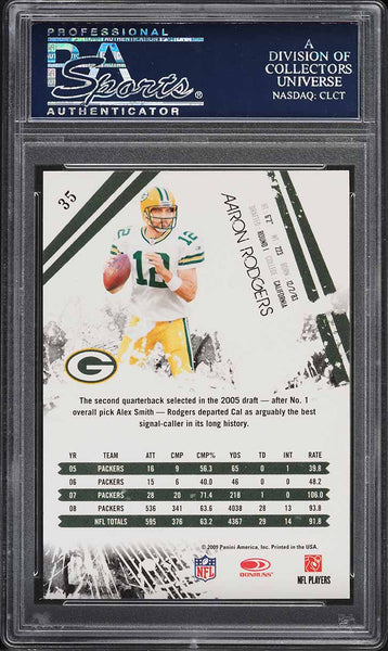 2009 Donruss Rookies & Stars FB Card # 35 Aaron Rodgers LONGEVITY PSA 10 (MGD2)