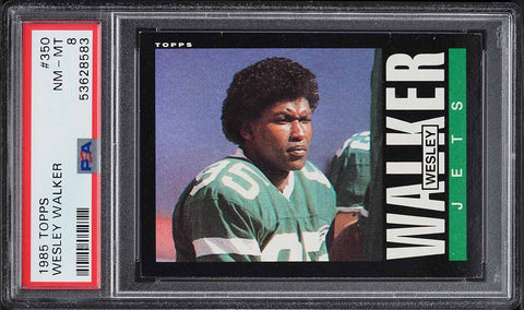 1985 Topps FB Card #350 Wesley Walker New York Jets HOF PSA 8 NM-MT (MGD2)
