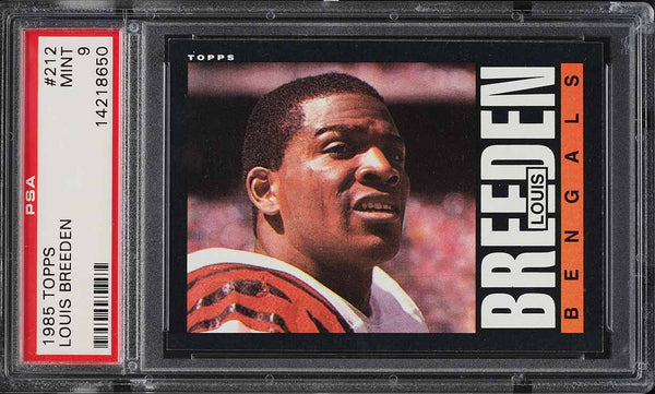 1985 Topps FB Card #212 Louis Breeden Cincinnati Bengals PSA 9 MINT (MGD2)