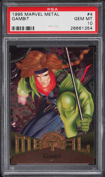 1995 Marvel Metal Card # 4 Gambit PSA 10 GEM MINT (MGD2)