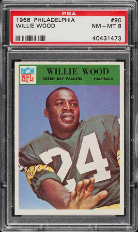 1966 Philadelphia FB Card # 90 Willie Wood HOF PSA 8 NM-MT (MGD2)