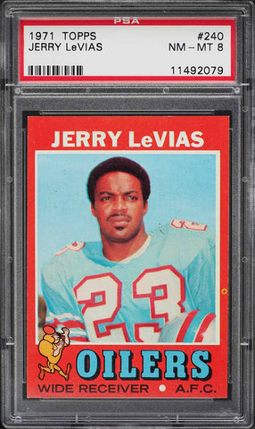 1971 Topps FB Card #240 Jerry Levias Houston Oilers HOF PSA 8 NM-MT (MGD2)