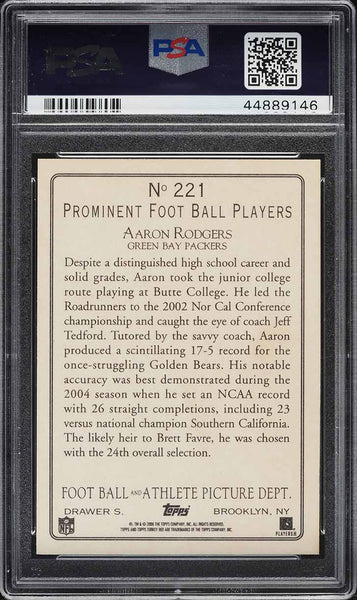 2005 Topps Turkey Red FB Card #221 Aaron Rodgers ROOKIE RC PSA 9 MINT (MGD2)