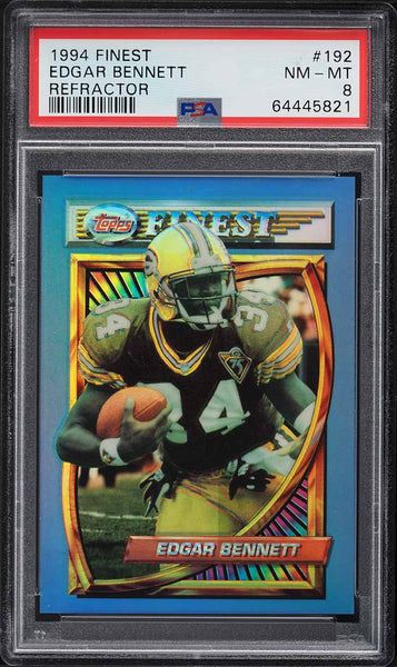 1994 Finest FB Card #192 Edgar Bennett Green Bay Packers REFRACTOR PSA 8 NM-MT (MGD2)