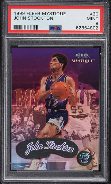 1999 Fleer Mystique BkB Card # 20 John Stockton Utah Jazz HOF PSA 9 MINT (MGD2)