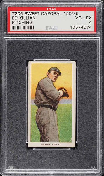 1909-11 T206 Ed Killian Detroit, PITCHING, SWEET CAPORAL 150/25 PSA 4 VGEX (MGD2)