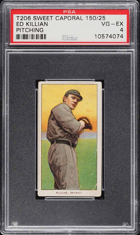 1909-11 T206 Ed Killian Detroit, PITCHING, SWEET CAPORAL 150/25 PSA 4 VGEX (MGD2)