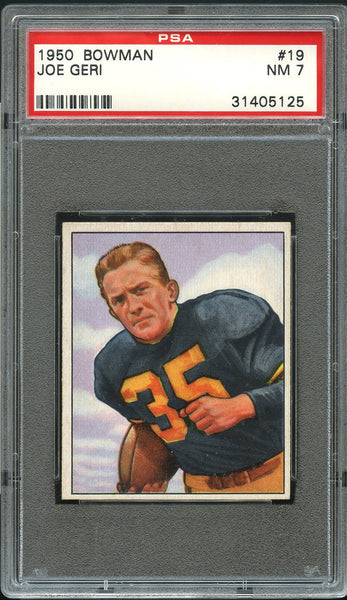 1950 Bowman FB Card # 19 Joe Geri Pittsburgh Steelers ROOKIE RC PSA NM 7 (MGD2)