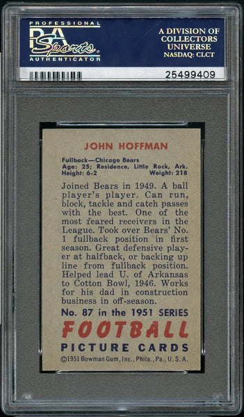 1951 Bowman FB Card # 87 John Hoffman Chicago Bears PSA NM 7 (MGD2)