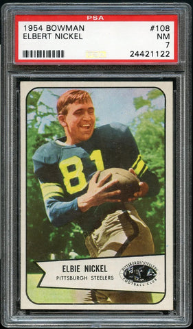 1954 Bowman FB Card #108 Elbert Nickel Pittsburgh Steelers HOF PSA 7 NRMT (MGD2)