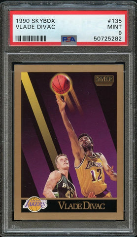 1990 Skybox BkB Card #135 Vlade Divac Los Angeles Lakers ROOKIE HOF PSA MINT 9 (MGD2)