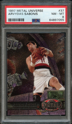 1997 Metal Universe BkB Card # 37 Arvydas Sabonis HOF PSA NM-MT 8 (MGD2)