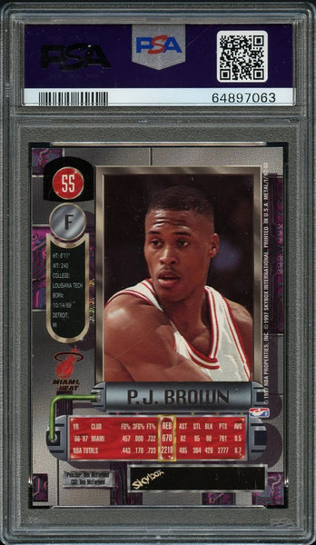 1997 Metal Universe BkB Card # 55 P.J. Brown Miami Heat PSA NM-MT 8 (MGD2)