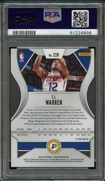 2019 Panini Prizm BkB Card #228 T.J. Warren GREEN PRIZM PSA GEM MINT 10 (MGD2)