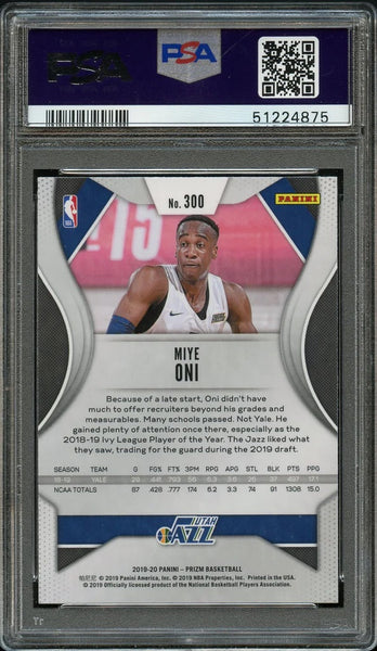 2019 Panini Prizm BkB Card #300 Miye Oni Utah Jazz ROOKIE RC PSA GEM MINT 10 (MGD2)