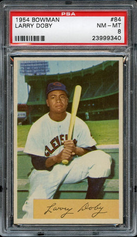 1954 Bowman BB Card # 84 Larry Doby Cleveland Indians HOF PSA NM-MT 8 (MGD2)