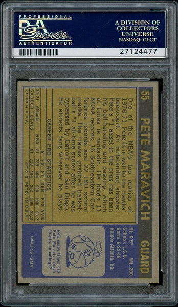 1971 Topps Bkb Card # 55 Pete Maravich SHORT PRINT HOF PSA 8 NM-MT (MGD3)